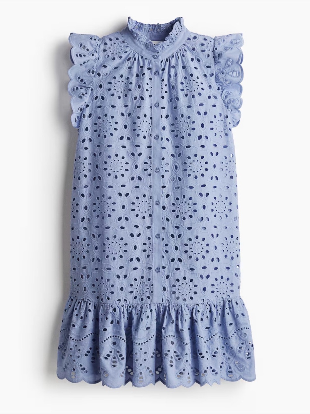 H&M Eyelet Ruffle Sleeveless Dress in Periwinkle Blue